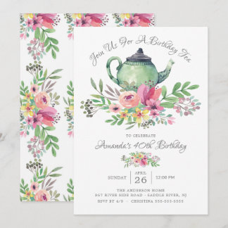 Blumenkohl Teekanne Geburtstagsparty Einladung