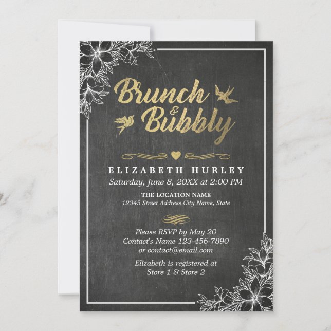 Blumenkohl und Bubbly-Brautparty Einladung (Vorderseite)