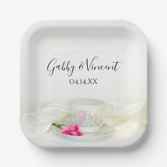 Blumenkohl und Rosenhochzeit Pappteller (Vorderseite)