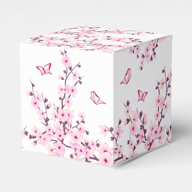 Blumenkohl und Schmetterlinge rosa Weiß Geschenkschachtel (Vorderseite)