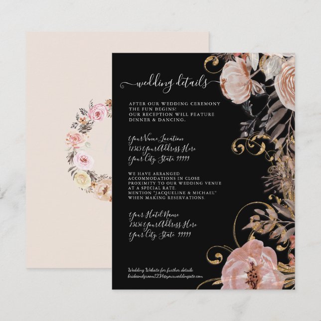 Blumenkohlblush-Rose - Einzelheiten zum Hochzeitsk Einladung (Vorne/Hinten)