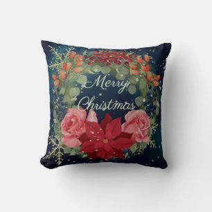 Blumenkohlenkranz Poinsettia und Rose Kissen