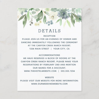 Blumenkohlensaucculent Hochzeitskarte Begleitkarte