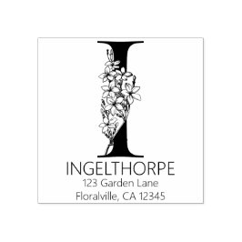 Blumenkopfbrief - I - Rücksendeadresse Monogramm Gummistempel