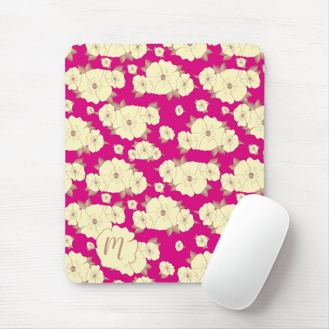 Blumenkopferpastete gelb auf Fuchsienuntergrund Mousepad (Mit Mouse)