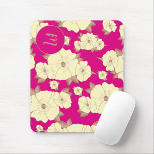 Blumenkopferpastete gelb auf Fuchsienuntergrund Mousepad