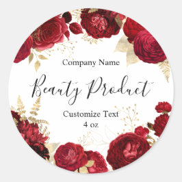 Blumenkosmetik-Rote Rose-Etikett Runder Aufkleber