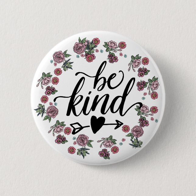 Blumenkranz - BE KIND Button (Vorderseite)