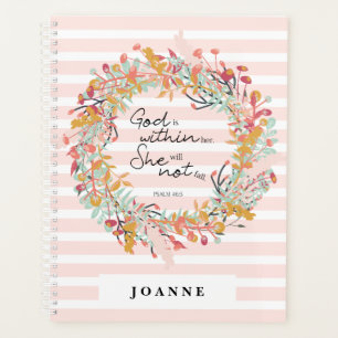 Blumenkranz Bibel Vers Psalmen Pink Streifen Planer