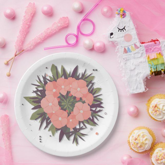 Blumenkranz der Harmonie Pappteller (Party)