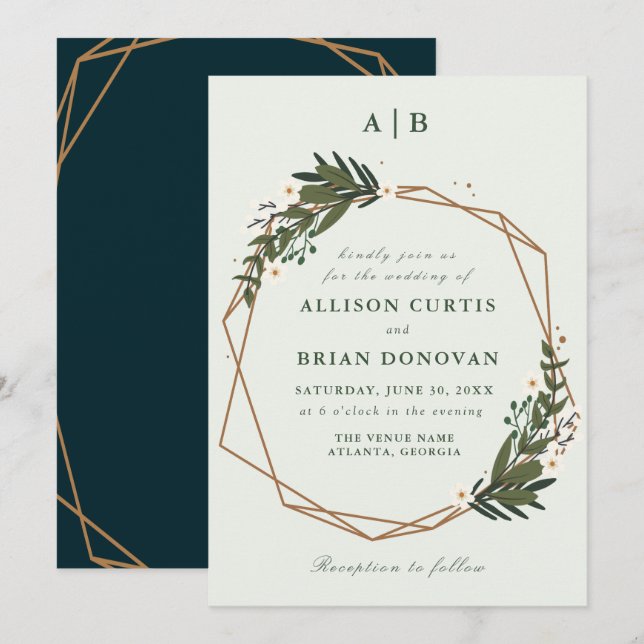 Blumenkranz-Einladung Einladung (Vorne/Hinten)