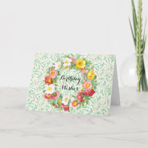Blumenkranz Geburtstagskarte im Vintage-Stil Karte