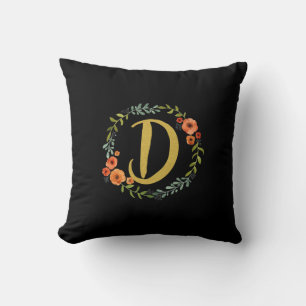 Blumenkranz Gold Monogramm Anfangsbuchstabe D Kiss Kissen