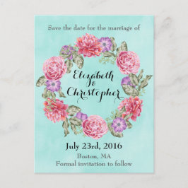 Blumenkranz-Hochzeit rettet das Datum Ankündigungspostkarte