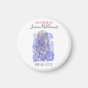 Blumenkranz in Aquarellfarben und gewellte Markend Magnet