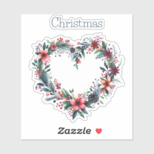 Blumenkranz in Form eines Herzkranzes - Weihnachte Aufkleber