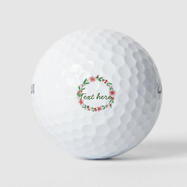 Blumenkranz in Rot-Weiß, Wasserfarben, Buchstaben  Golfball (Vorderseite)