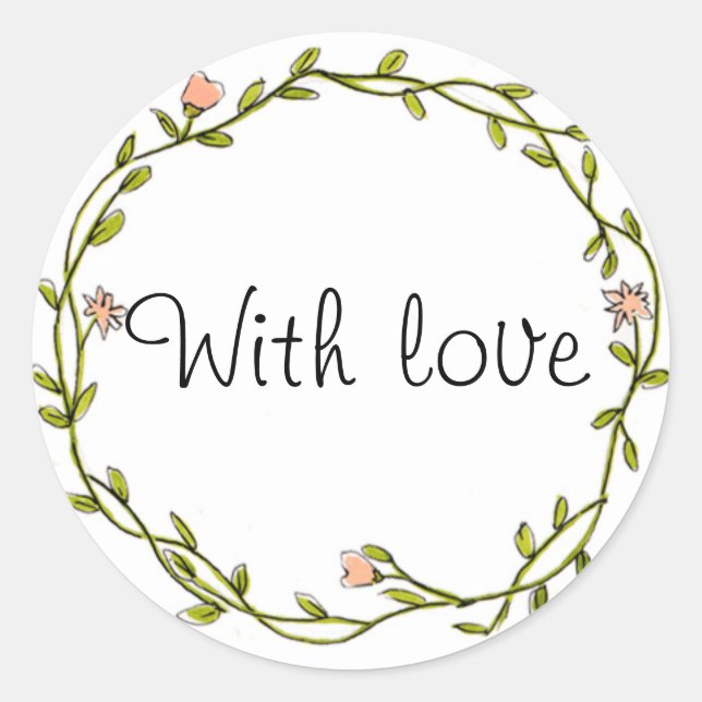Blumenkranz "mit Liebe" Greifaufkleber Runder Aufkleber (Vorderseite)