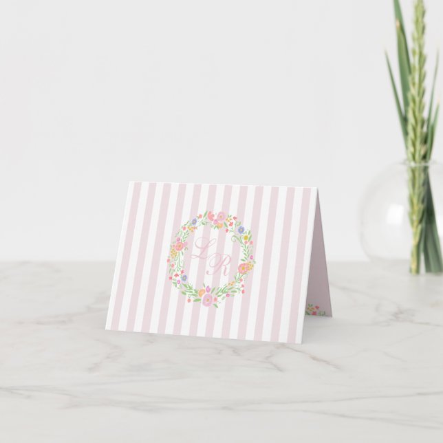 BlumenKranz mit Monogramm und rosa Streifen (Vorderseite)