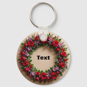 Blumenkranz mit Rote Rosen und rosa Blüten Schlüsselanhänger