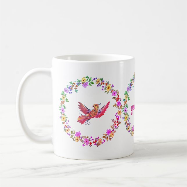 Blumenkranz mit Vogel Kaffeetasse (Links)