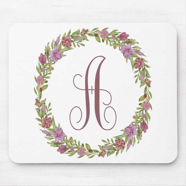 Blumenkranz Monogramm A Mousepad (Vorne)