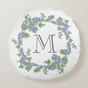 Blumenkranz-Monogramm Rundes Kissen