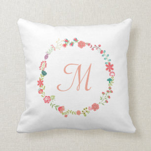 BlumenKranz-Monogramm-Wurfs-Kissen Kissen