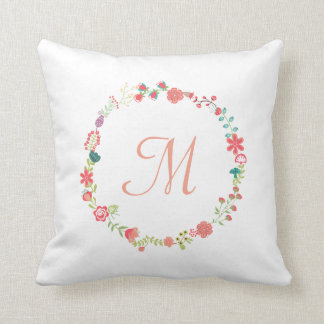 BlumenKranz-Monogramm-Wurfs-Kissen Kissen