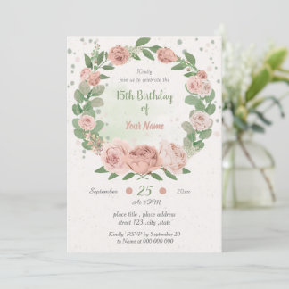 Blumenkranz, rot pink, Geburtstag Einladung