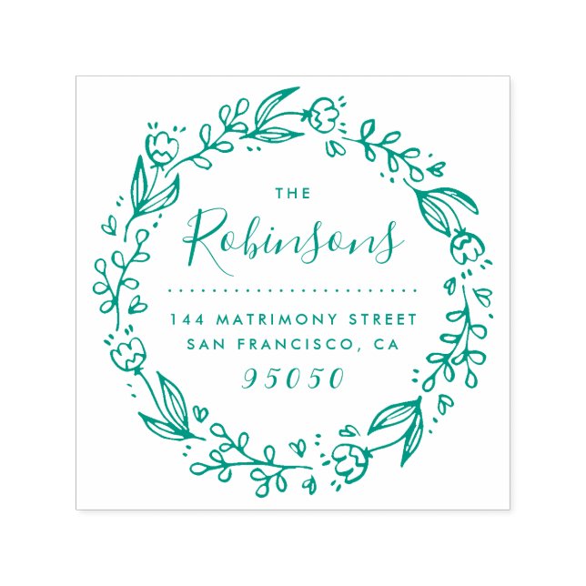 Blumenkranz Rücksendeadresse Grün Permastempel (Design)