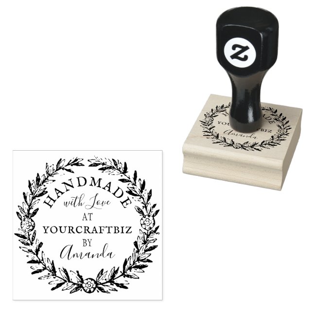 Blumenkranz, rustikaler Boho Handmade mit Liebe Ru Gummistempel (Stempel)