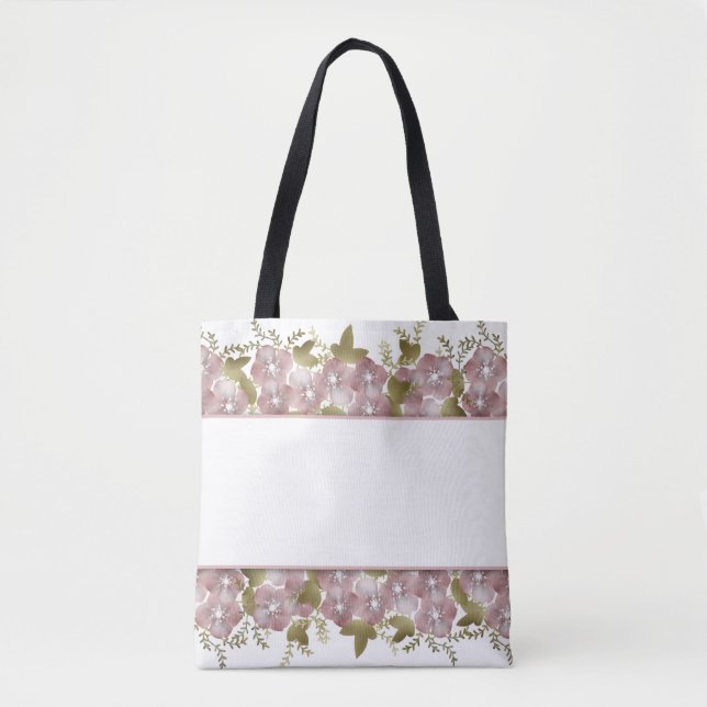 Blumenkranz Sommerrosa Blume grüne Lee Tasche (Vorderseite)