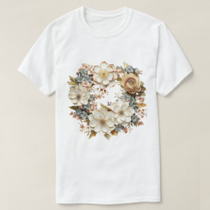 Blumenkranz-T-Shirt Zartes botanisches Grafikdesig T-Shirt