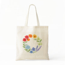 Blumenkranz-Tasche – Wasserfarbene Botanik Circ