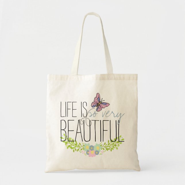 BlumenKranz-und des Schmetterlings-BOHO Musselin Tragetasche (Vorne)
