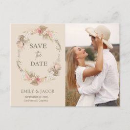 Blumenkranz von Boho Save the Date Postkarte