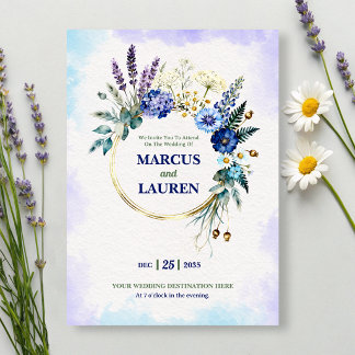 Blumenkranzrahmen Wasserfarbe Hochzeitseinladung Einladung