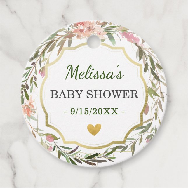 Blumenkraut Chic Greenery Baby Dusche Sprinkle Geschenkanhänger (Vorderseite)