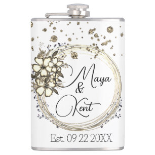 Blumenkraut-Glitzer Hochzeit Personalisiert Flachmann