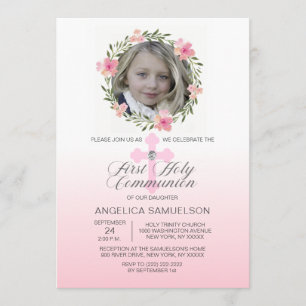 Blumenkraut Rosa Erster Heiliger Kommune GIRL Einladung