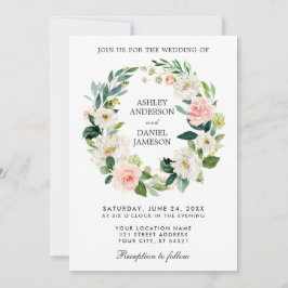 Blumenkraut Wasserfarbe Rosa weiße Hochzeit Einladung
