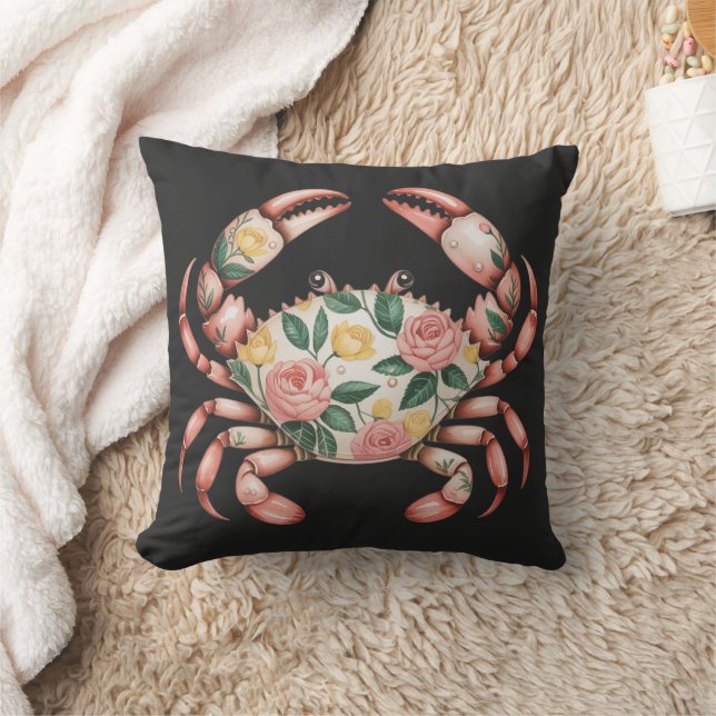Blumenkrebs Art Coastal Design Kissen (Decke)