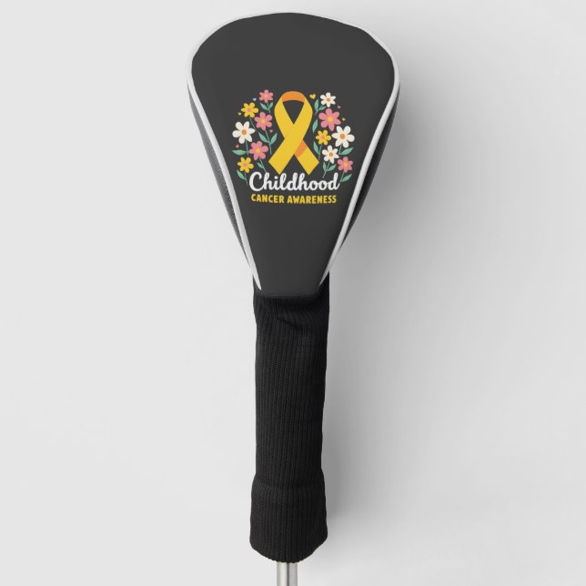Blumenkrebs-Bewusstsein Gelbe Schleife Golf Headcover (Vorderseite)