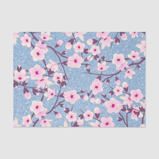Blumenkrebs Blauer Glitzer Seidenpapier (Vorderseite)