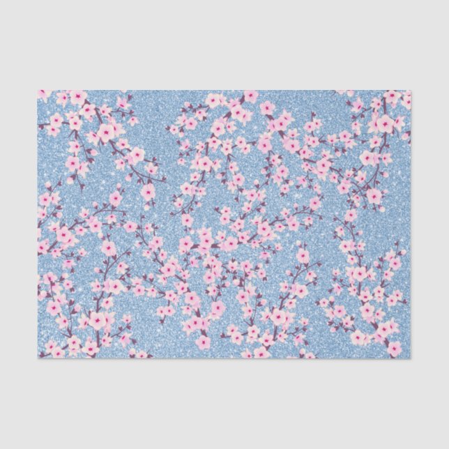 Blumenkrebs Blauer Glitzer Seidenpapier (Vorderseite)