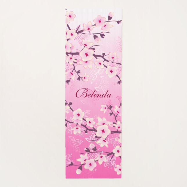 Blumenkrebs Blossom Rosa Glitzer Monogramm Yogamatte (Rückseite)