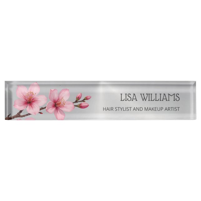 Blumenkrebs Blossom Rosa graues Haar und Schminke Namensplakette (Vorderseite)