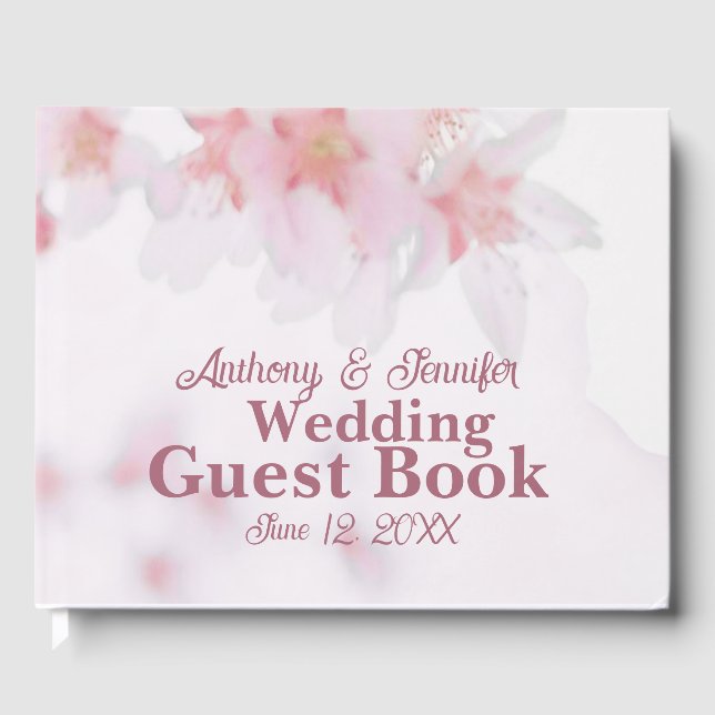 Blumenkrebs Blossom Rosa und Weiß Individuelle Nam Gästebuch (Vorderseite)