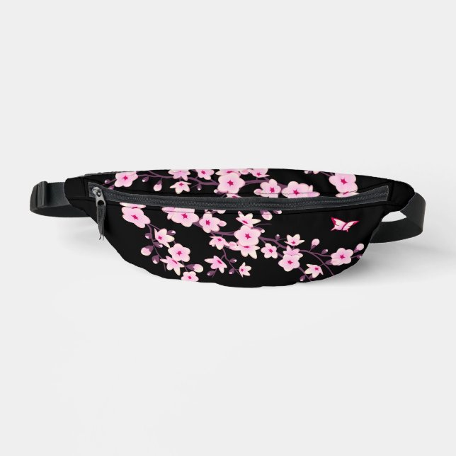 Blumenkrebs Blossom Schwarz-Pink-Monogramm Bauchtasche (Vorderseite)